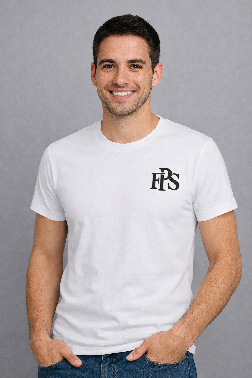 Camiseta blanca bordada FPS chico