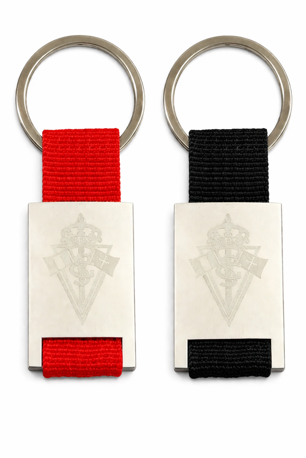Pack 2 Llaveros Metálicos Federación de Peñas Sportinguistas – Cinta Roja Oficial FPS