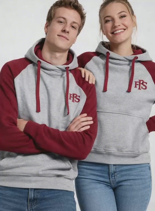 Sudadera con capucha FPS gris y rojo (unisex)